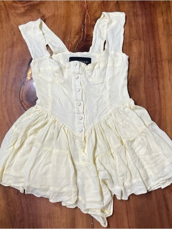 Vanessa Mooney Dresses & Skirts - Vanessa Mooney Cream Button-Front Tiered Camisole Romper